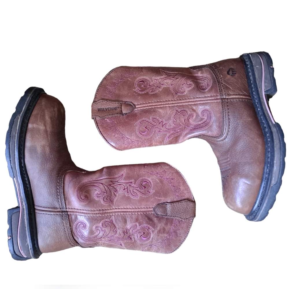Wolverine pink and brown boots